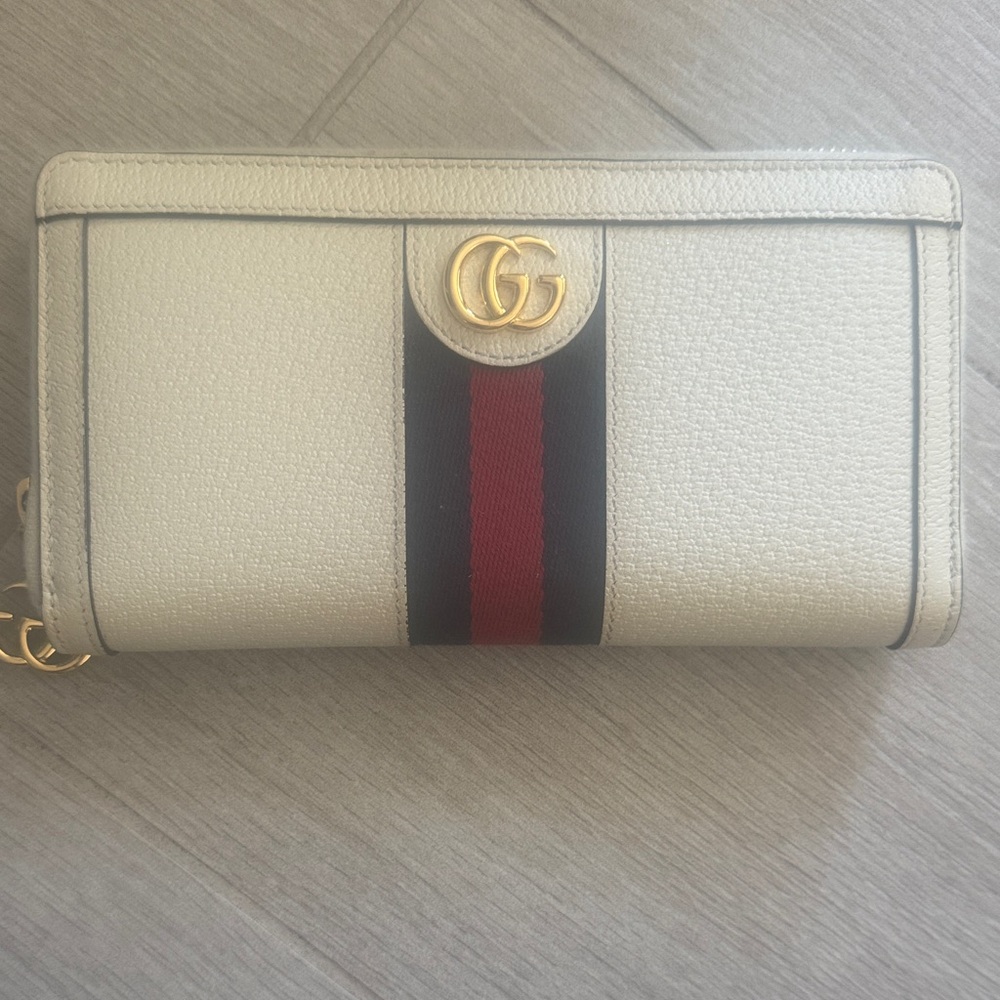 Gucci Ivory Wallet with Red and Black Accent